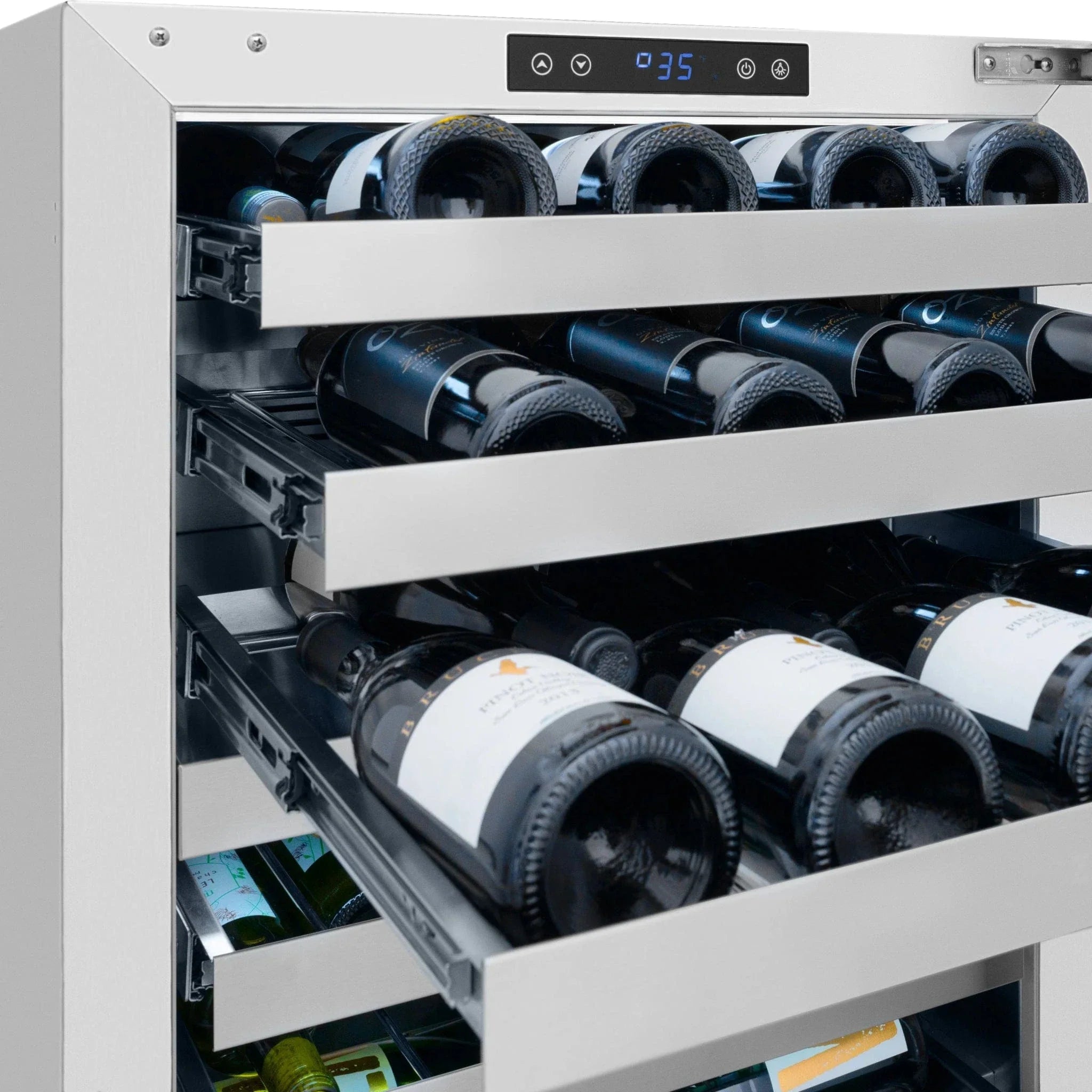 ZLINE 24 in. Touchstone Dual Zone 44 Bottle Wine Cooler With Stainless Steel Glass Door RWDO-GS-24