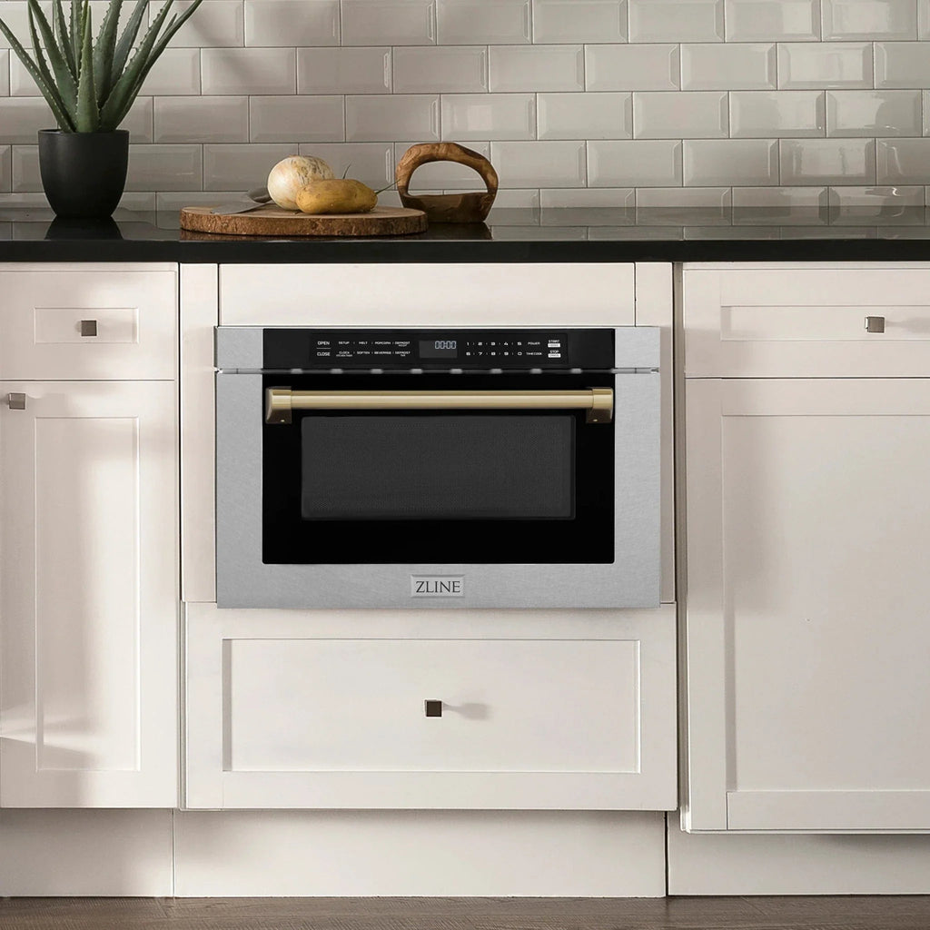 ZLINE 24" Microwave Drawer, Stainless Steel, Bronze MWDZ-1-SS-H-CB