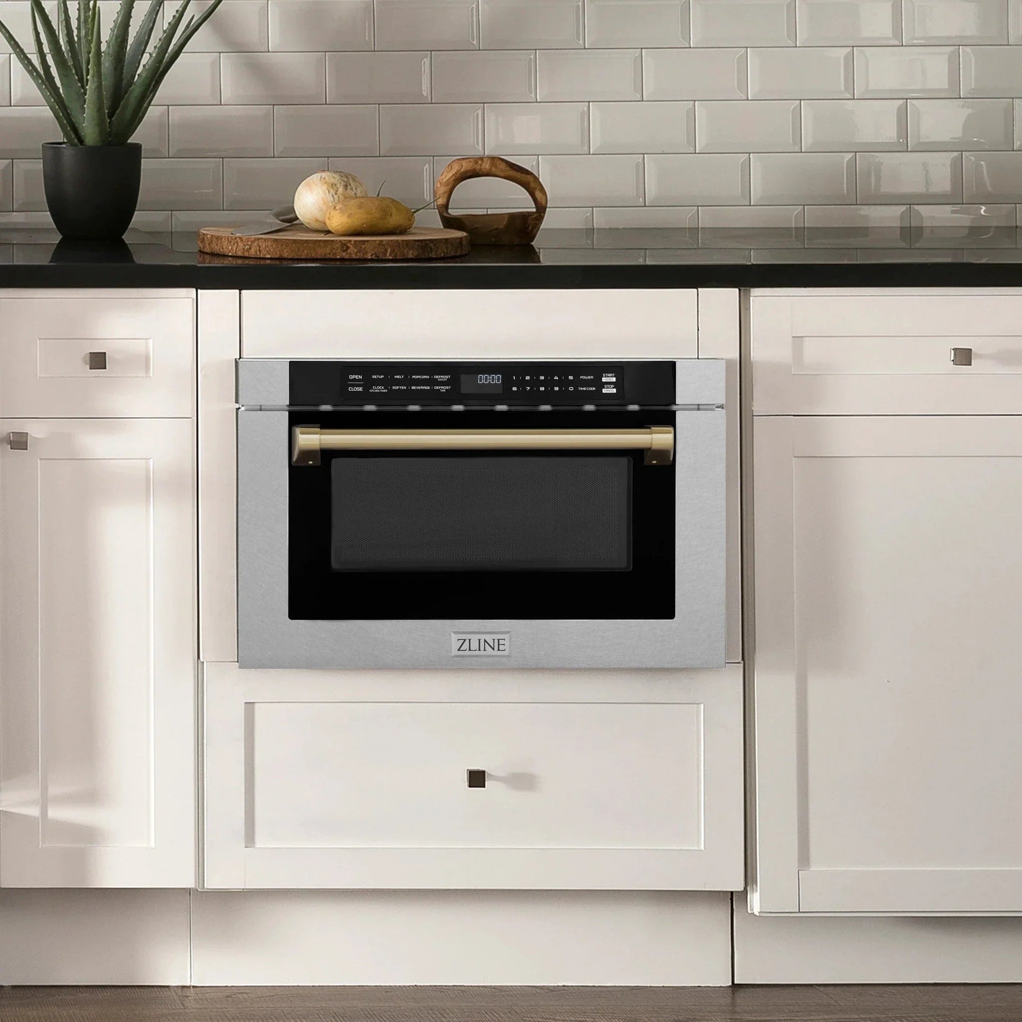 ZLINE 24" Microwave Drawer, Stainless Steel, Bronze MWDZ-1-SS-H-CB