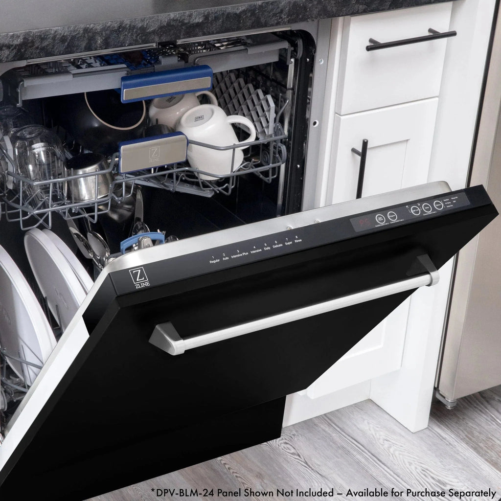 ZLINE 24" Tallac Series 3rd Rack Dishwasher Black Stainless Steel Tub DWV-BS-24