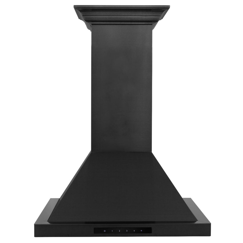 ZLINE 24" Wall Mount Range Hood In Black Stainless Steel With Crown Molding, BSKBNCRN-24