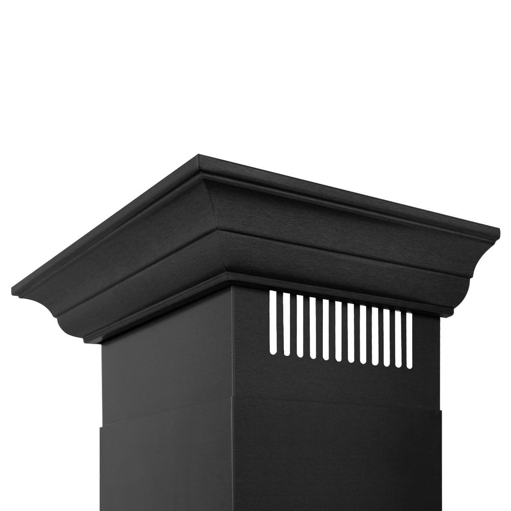 ZLINE 24" Wall Mount Range Hood In Black Stainless Steel With Crown Molding, BSKBNCRN-24
