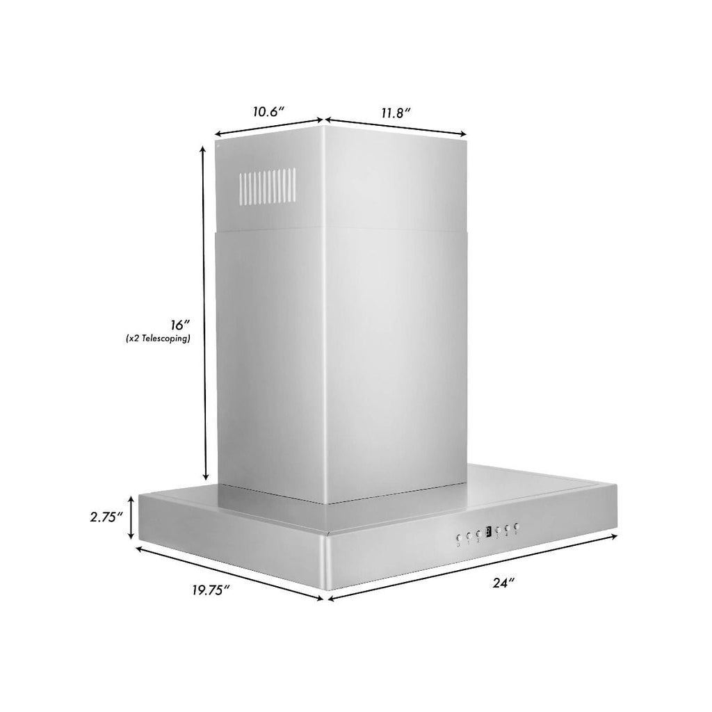 ZLINE 24" Wall Mount Range Hood In Stainless Steel, KE-24
