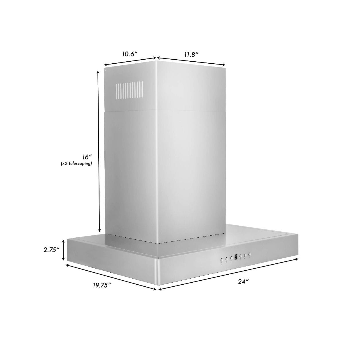 ZLINE 24" Wall Mount Range Hood In Stainless Steel, KE-24
