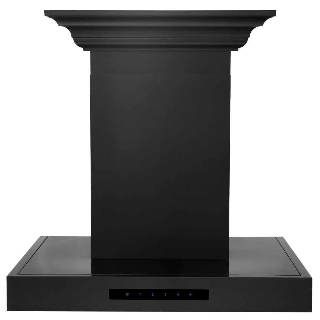ZLINE 24" Wall Range Hood, Black Stainless, with Crown, BSKENCRN-24