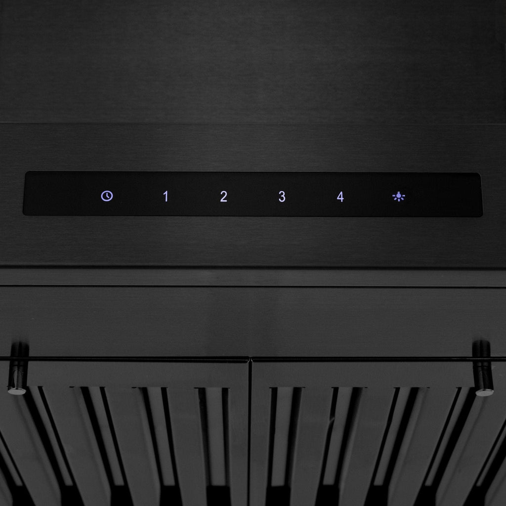 ZLINE 24" Wall Range Hood, Black Stainless, with Crown, BSKENCRN-24