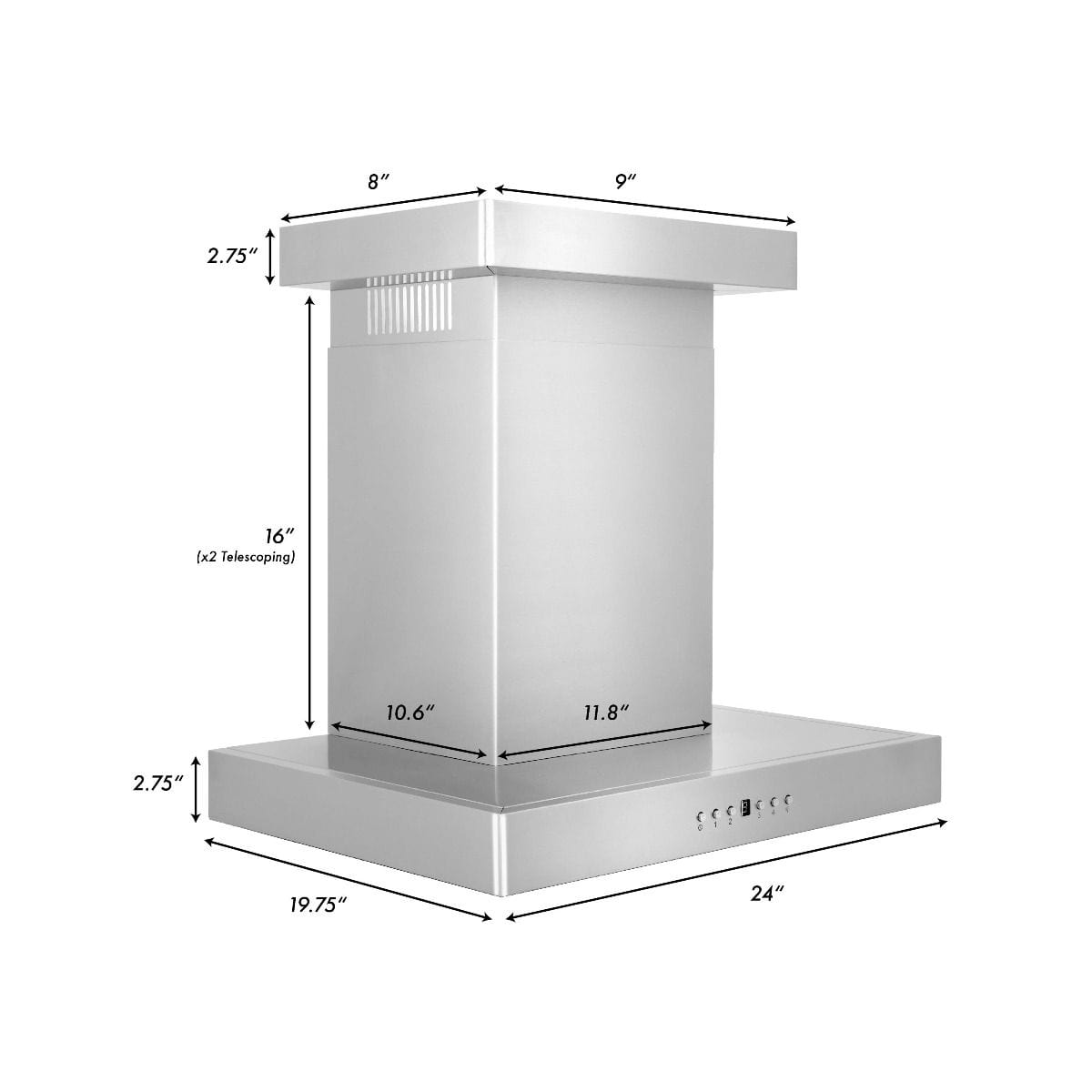 ZLINE 24" Wall Range Hood, Stainless Steel, Crown Molding, KECRN-24