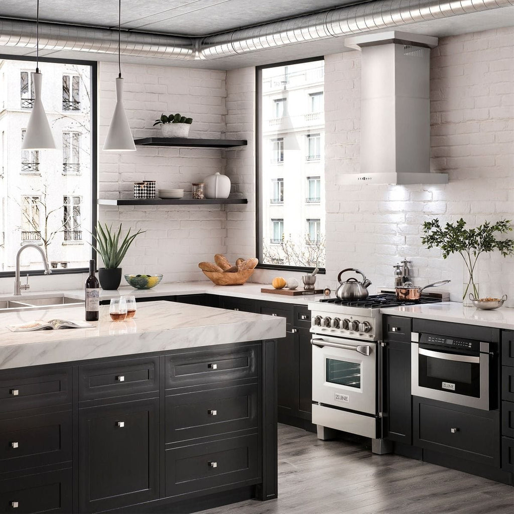 ZLINE 24" Wall Range Hood, Stainless Steel, Crown Molding, KECRN-24