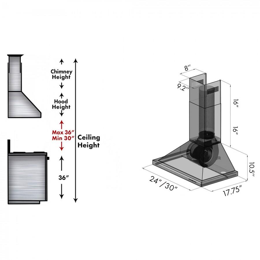 ZLINE 24" Wall Range Hood, Stainless Steel, KB-24