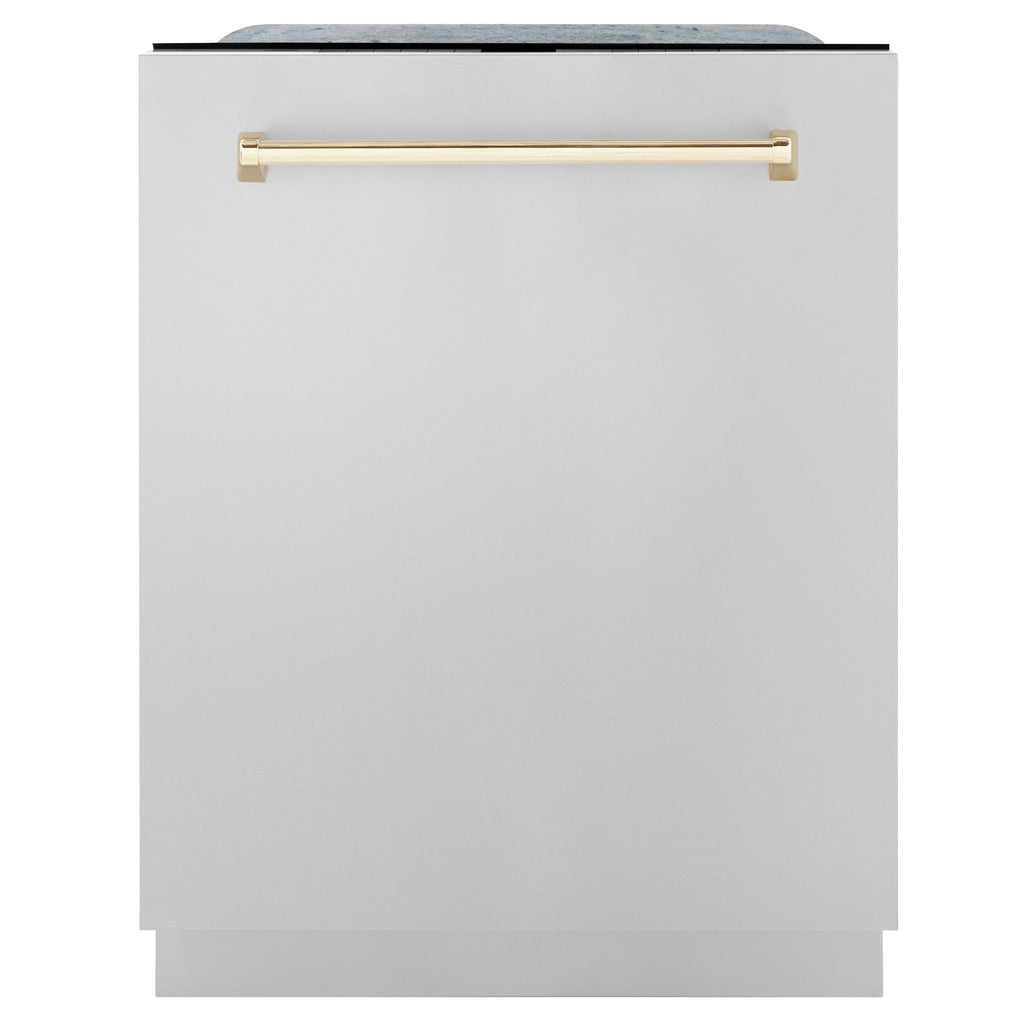 ZLINE 24"Autograph Dishwasher, Stainless, Accent Handle, DWMTZ-304-24-G