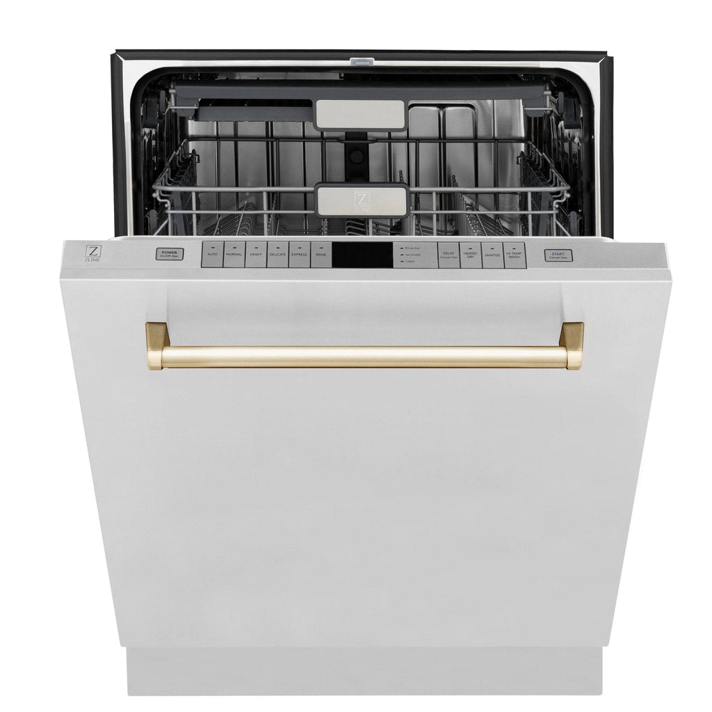 ZLINE 24"Autograph Dishwasher, Stainless, Accent Handle, DWMTZ-304-24-G