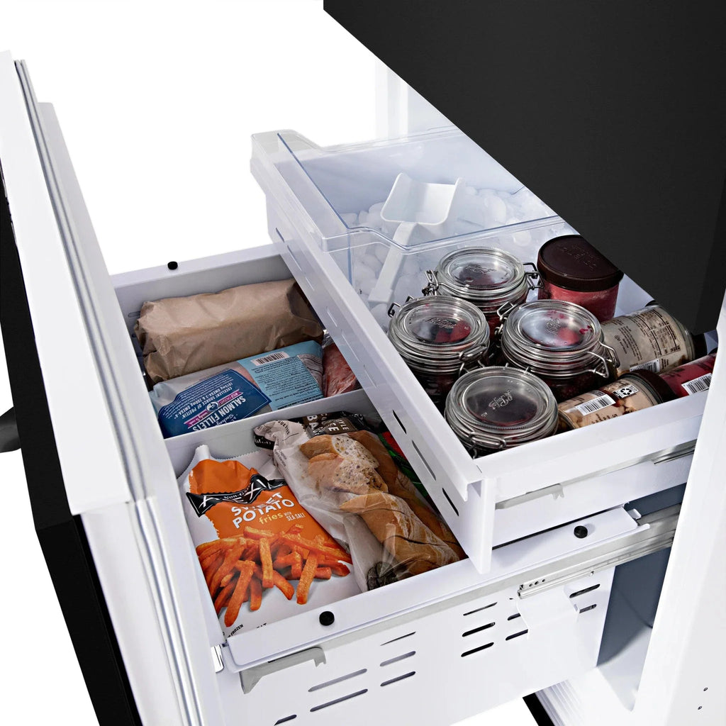 ZLINE 30" 16.1 cu. ft. Built-In 2-Door Bottom Freezer Refrigerator with Internal Water and Ice Dispenser in Black Stainless Steel-RBIV-BS-30