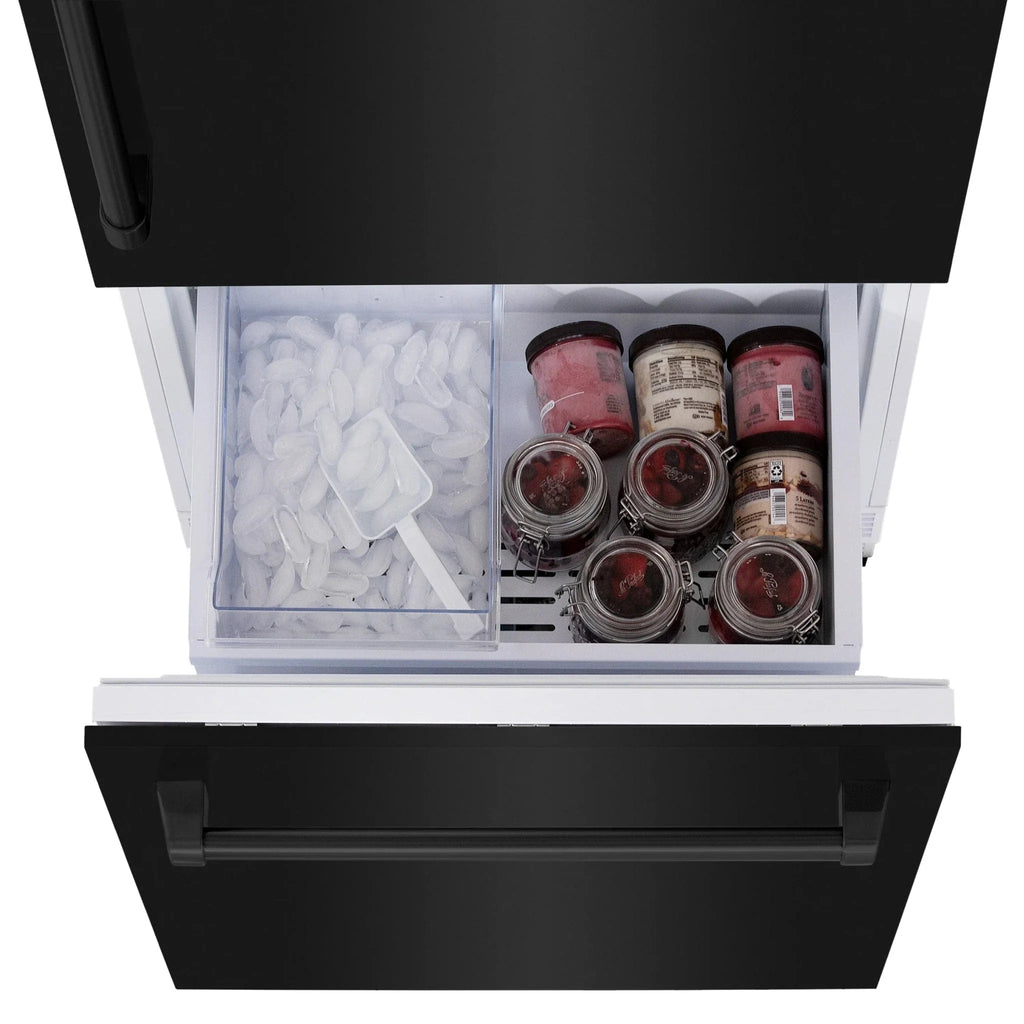 ZLINE 30" 16.1 cu. ft. Built-In 2-Door Bottom Freezer Refrigerator with Internal Water and Ice Dispenser in Black Stainless Steel-RBIV-BS-30
