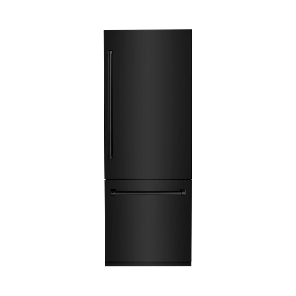 ZLINE 30" 16.1 cu. ft. Built-In 2-Door Bottom Freezer Refrigerator with Internal Water and Ice Dispenser in Black Stainless Steel-RBIV-BS-30