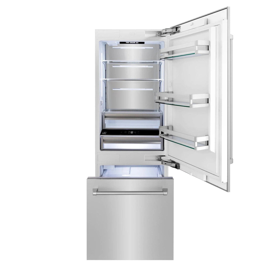 ZLINE 30" 16.1 cu. ft. Panel Ready Built-In 2-Door Bottom Freezer Refrigerator with Internal Water and Ice Dispenser RBIV-30