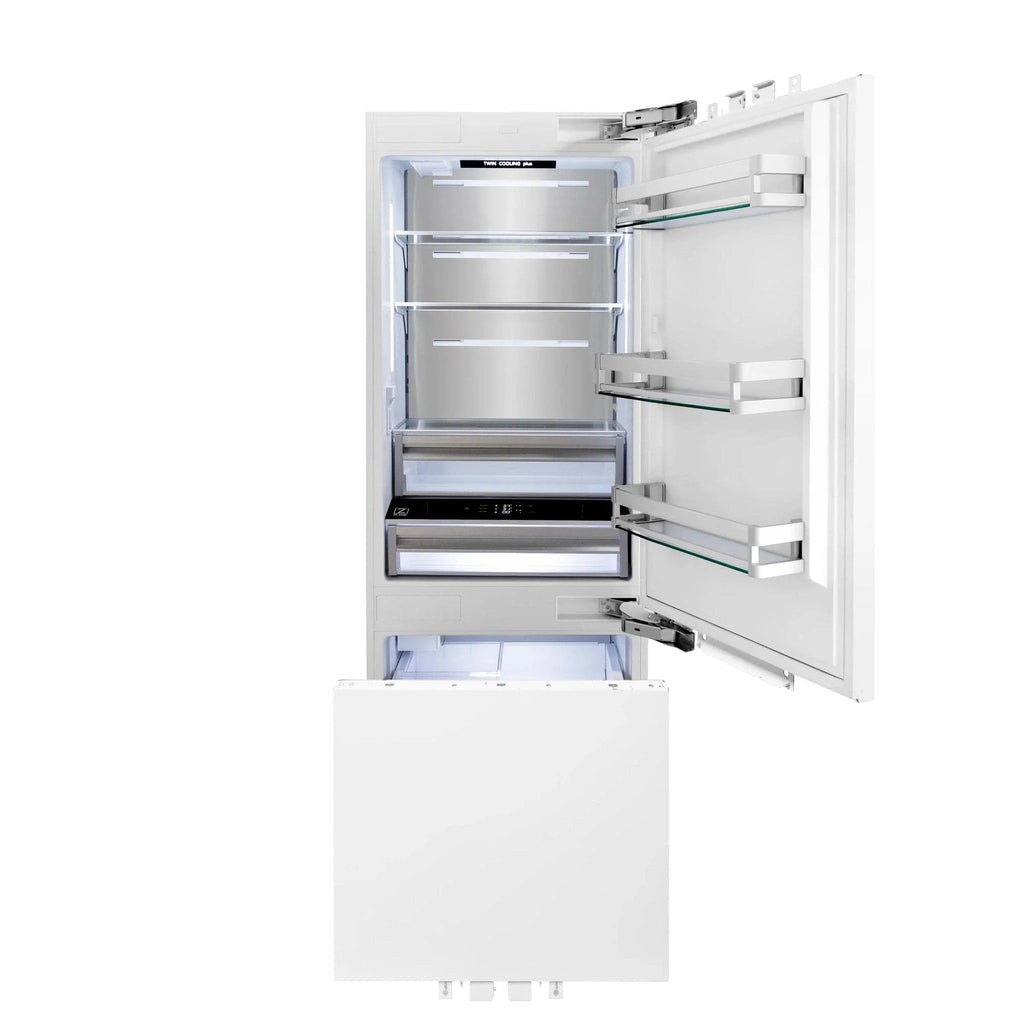 ZLINE 30" 16.1 cu. ft. Panel Ready Built-In 2-Door Bottom Freezer Refrigerator with Internal Water and Ice Dispenser RBIV-30