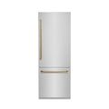ZLINE 30" Autograph 16.1 cu. ft. 2-Door Bottom Freezer Fridge Water/Ice Dispenser Stainless Steel Champagne Bronze Accents RBIVZ-304-30-CB