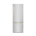 ZLINE 30” Autograph 16.1 cu. ft. 2-Door Bottom Freezer Fridge Water/Ice Dispenser Stainless Steel Gold Accents RBIVZ-304-30-G