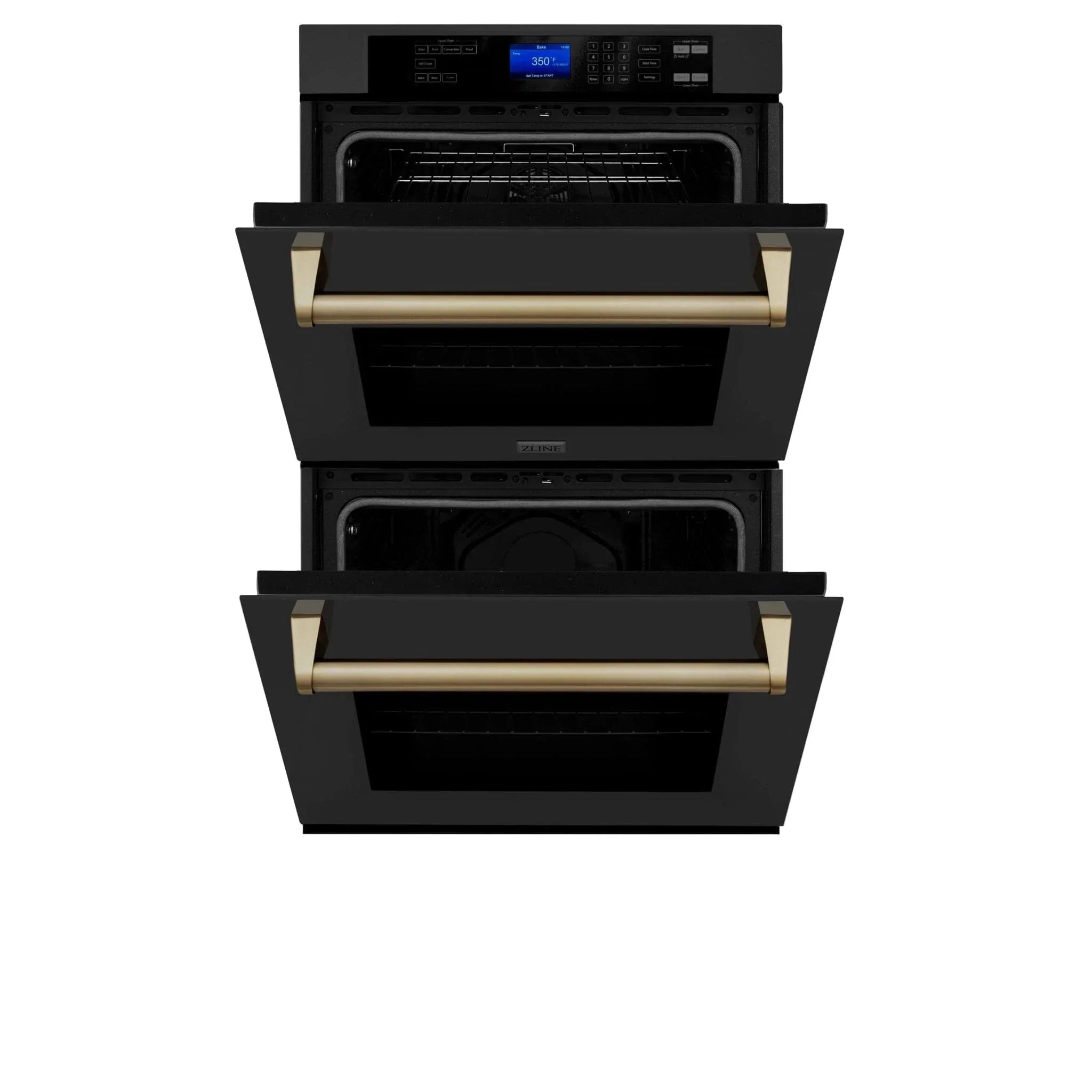 ZLINE 30" Autograph Double Wall Oven with Self Clean and True Convection in Black Stainless Steel Champagne Bronze AWDZ-30-BS-CB