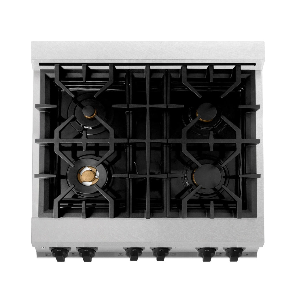 ZLINE 30" Autograph Dual Fuel Range, DuraSnow Stainless, RASZ-SN-30-MB