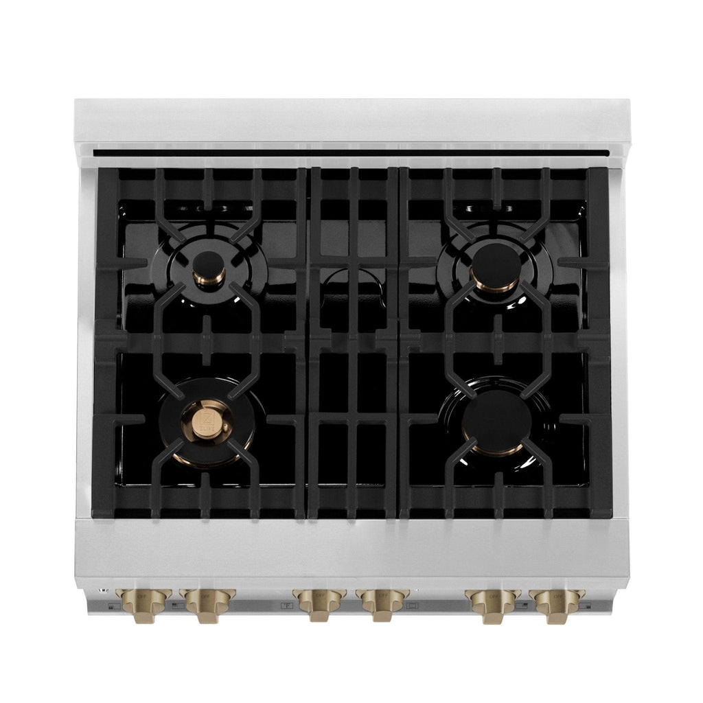 ZLINE 30" Autograph Dual Fuel Range, White Door, Bronze, RAZ-WM-30-CB