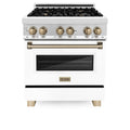 ZLINE 30" Autograph Dual Fuel Range, White Door, Bronze, RAZ-WM-30-CB