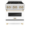ZLINE 30" Autograph, Dual Fuel Range, White Door, Gold, RASZ-WM-30-G
