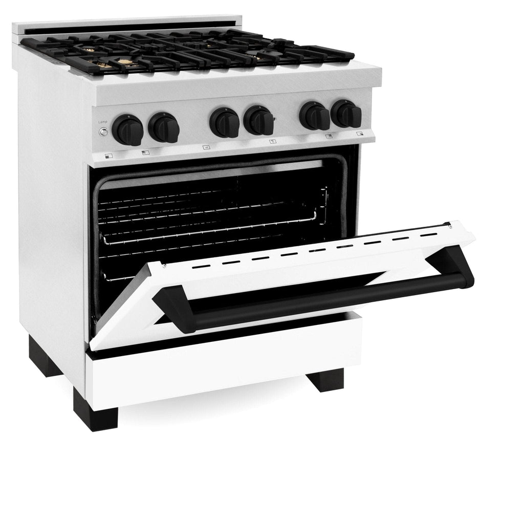 ZLINE 30" Autograph, Dual Fuel Range, White Door, RASZ-WM-30-MB
