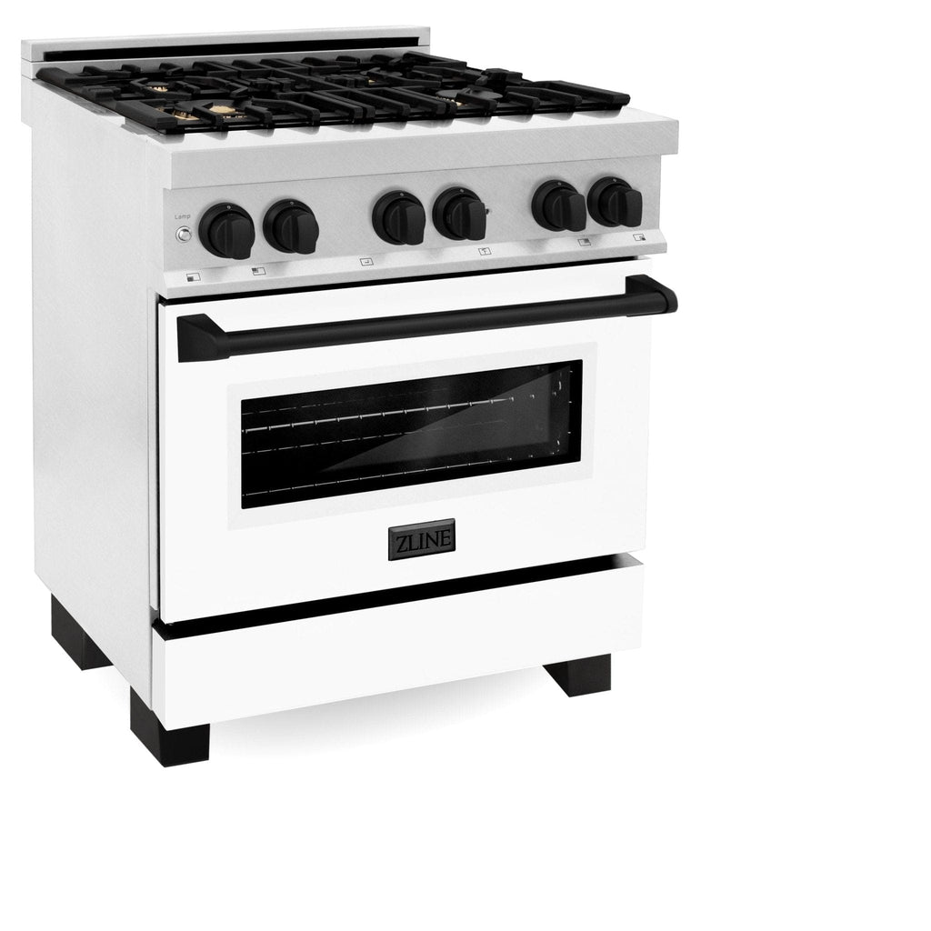 ZLINE 30" Autograph, Dual Fuel Range, White Door, RASZ-WM-30-MB