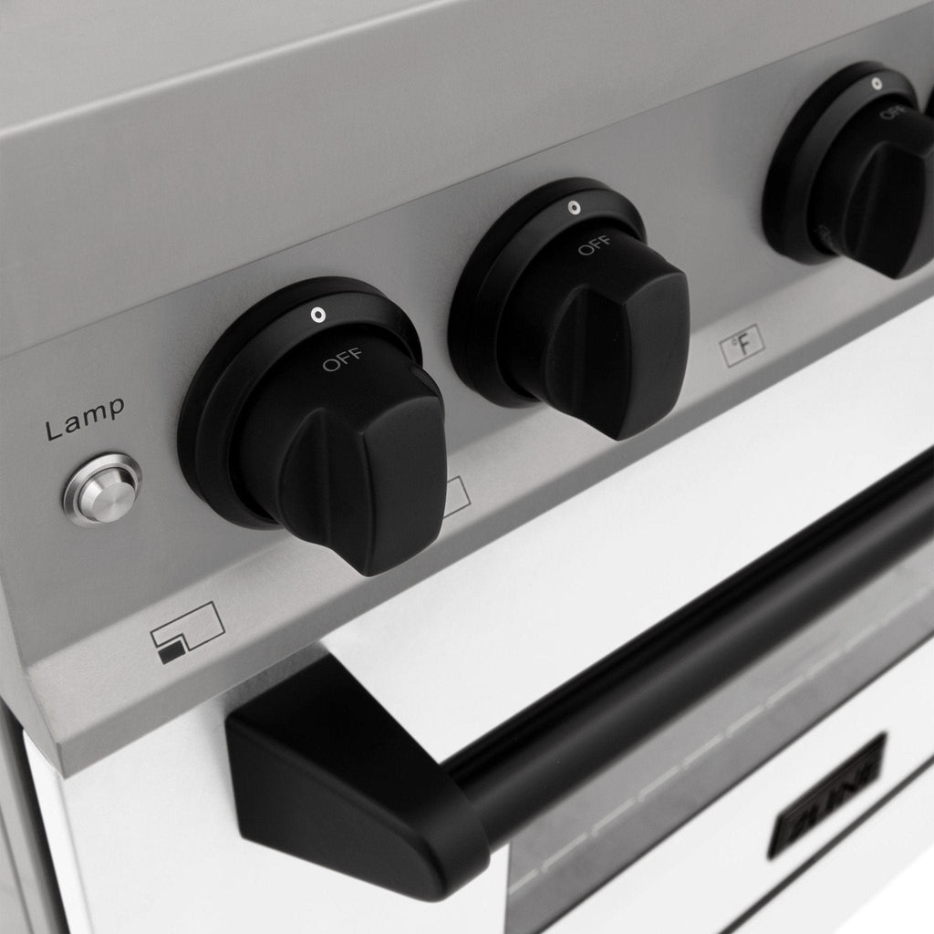 ZLINE 30" Autograph Dual Fuel Range, White Door, RAZ-WM-30-MB