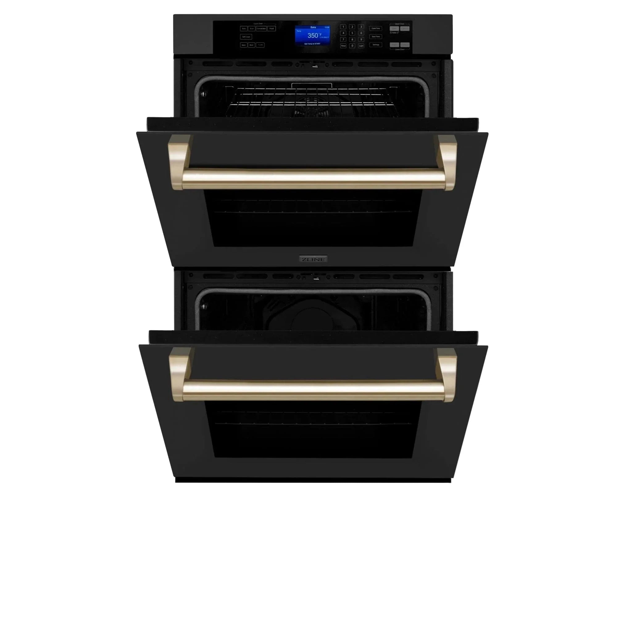 ZLINE 30" Autograph Edition Double Wall Oven with Self Clean and True Convection in Black Stainless Steel Gold Accent AWDZ-30-BS-G