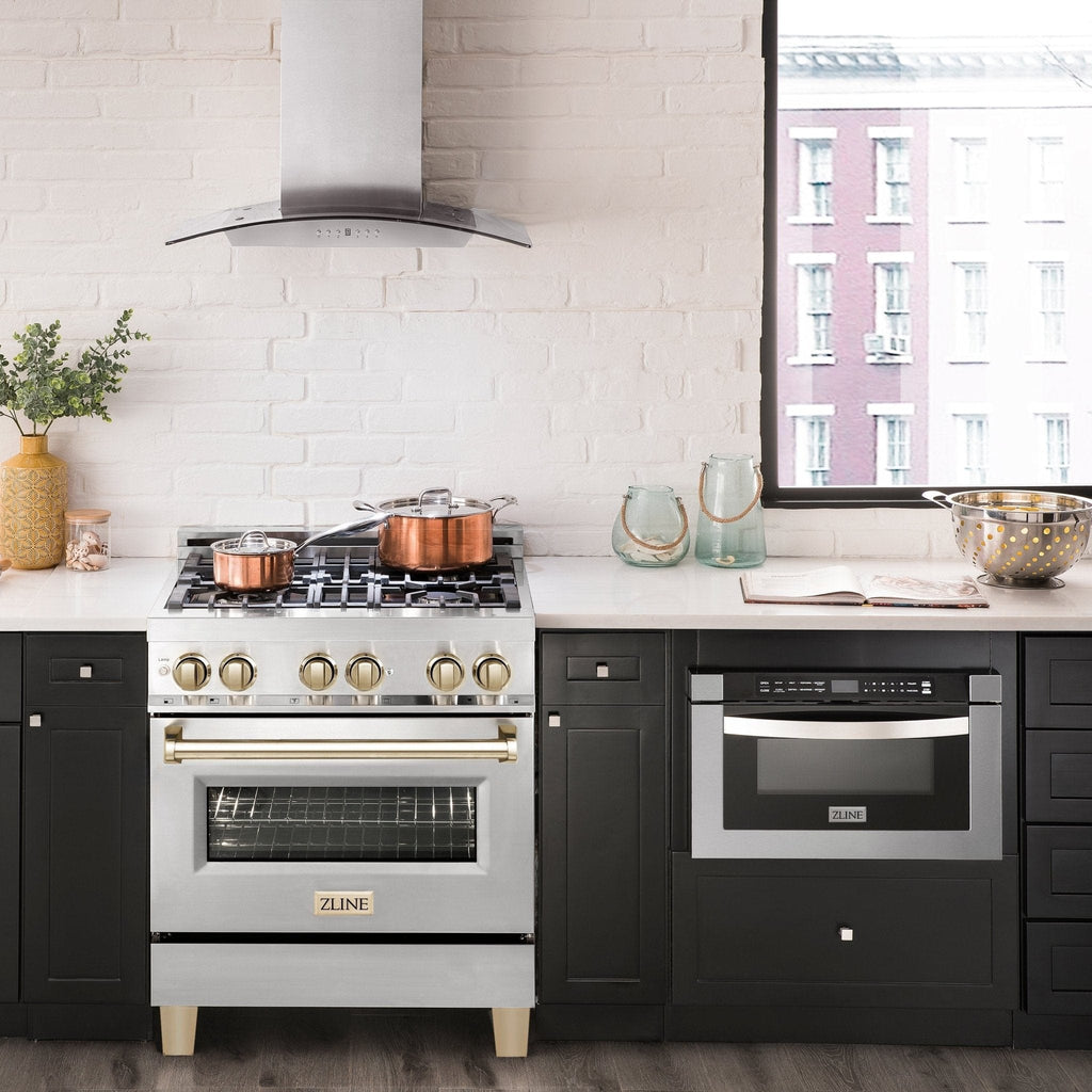 ZLINE 30" Autograph Edition, Dual Fuel Range, Gold Accents, RAZ-30-G