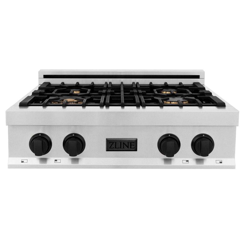 ZLINE 30" Autograph Porcelain Rangetop, Matte Black Accents, RTZ-30-MB