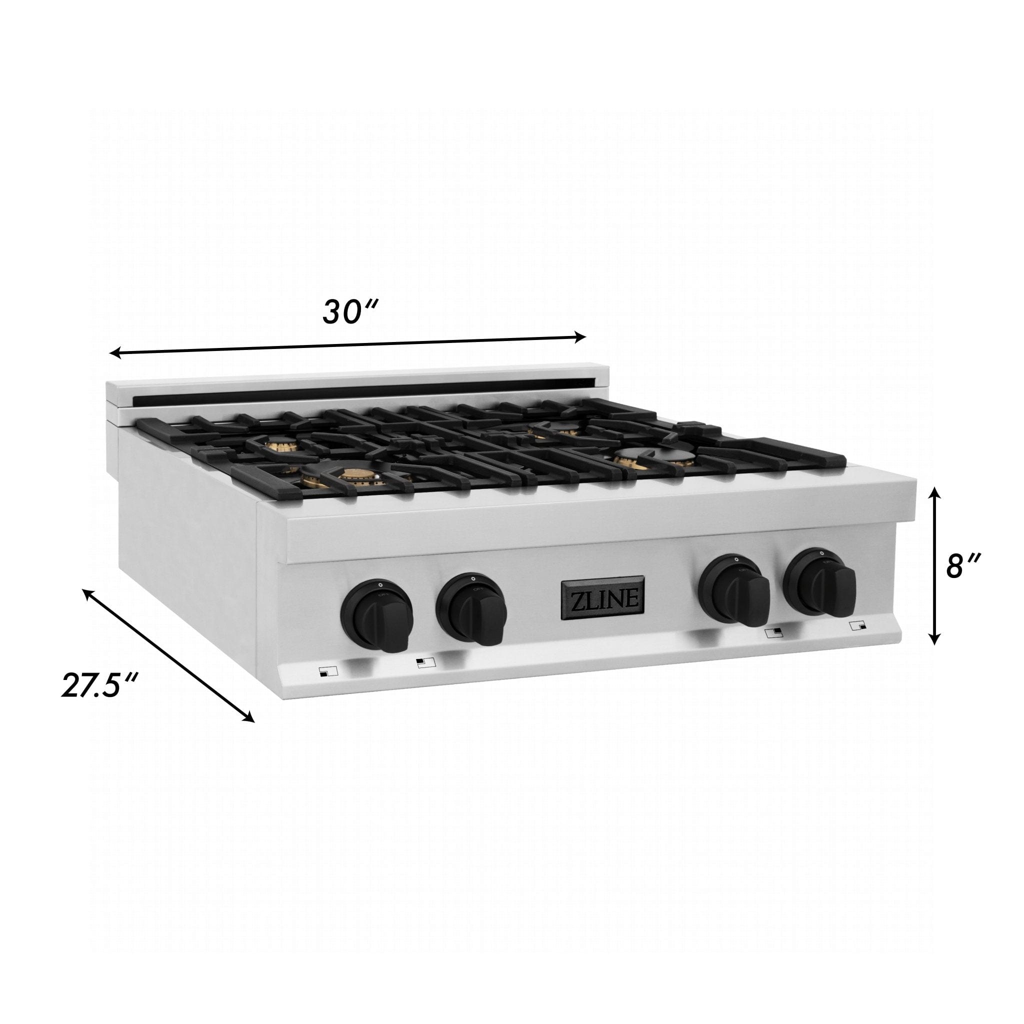ZLINE 30" Autograph Porcelain Rangetop, Matte Black Accents, RTZ-30-MB
