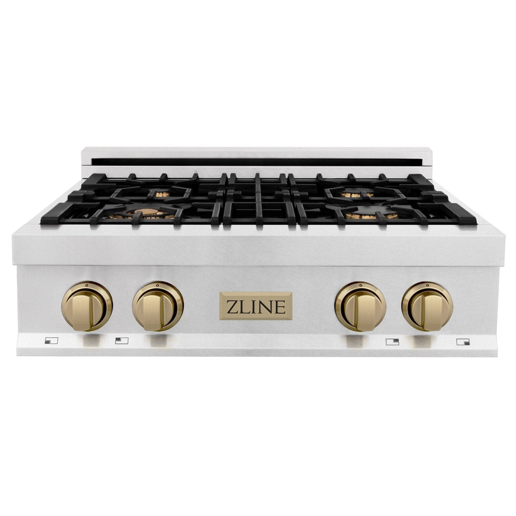 ZLINE 30" Autograph Rangetop, DuraSnow, Bronze Accents, RTSZ-30-CB