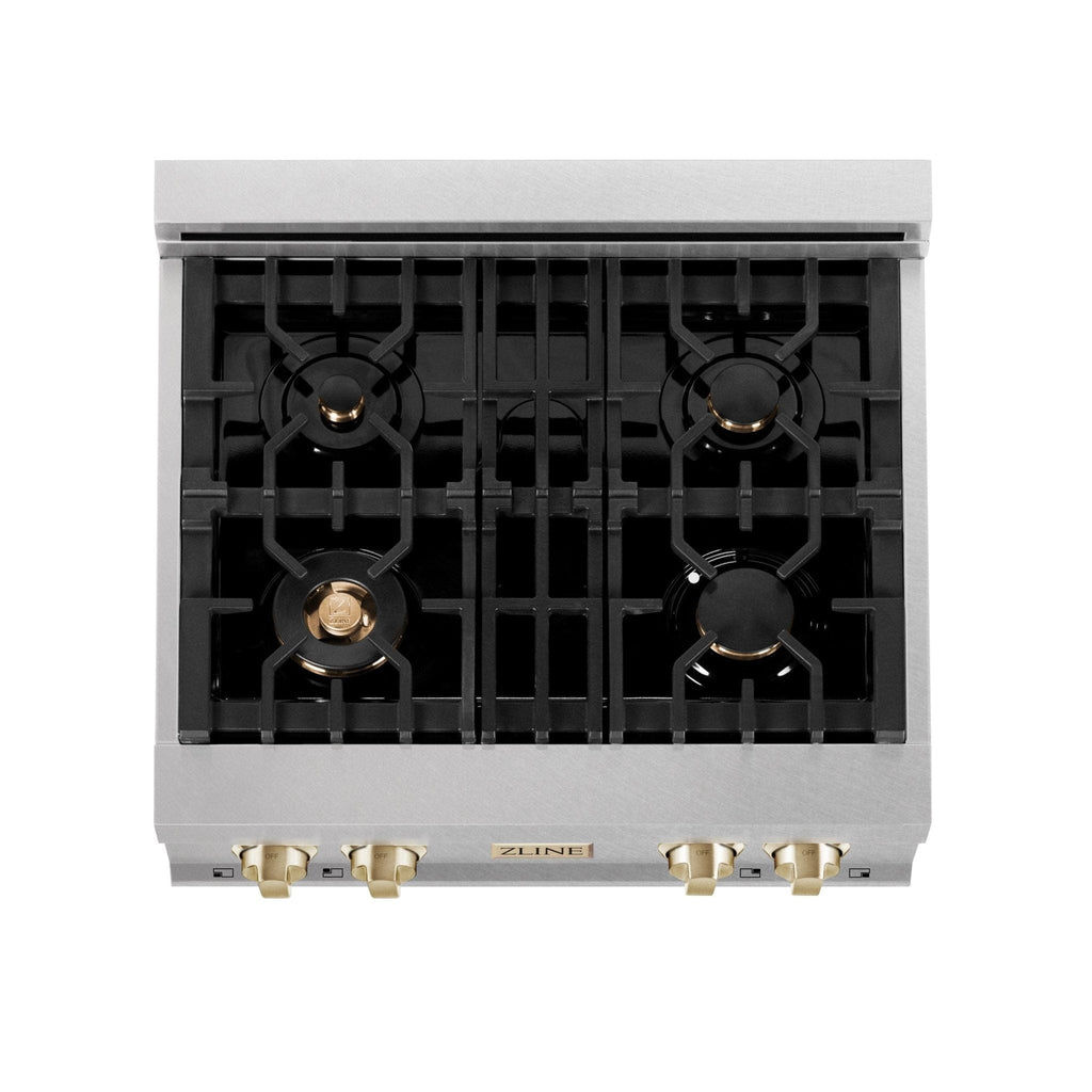 ZLINE 30" Autograph Rangetop, DuraSnow, Gold Accent, RTZ-30-G
