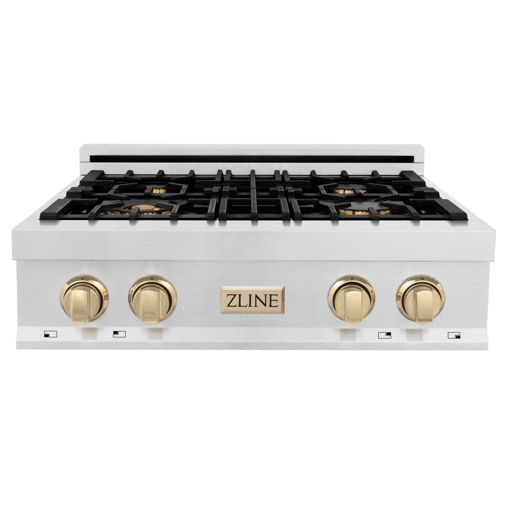 ZLINE 30" Autograph Rangetop, DuraSnow, Gold Accent, RTZ-30-G