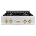 ZLINE 30" Autograph Rangetop, DuraSnow, Gold Accent, RTZ-30-G