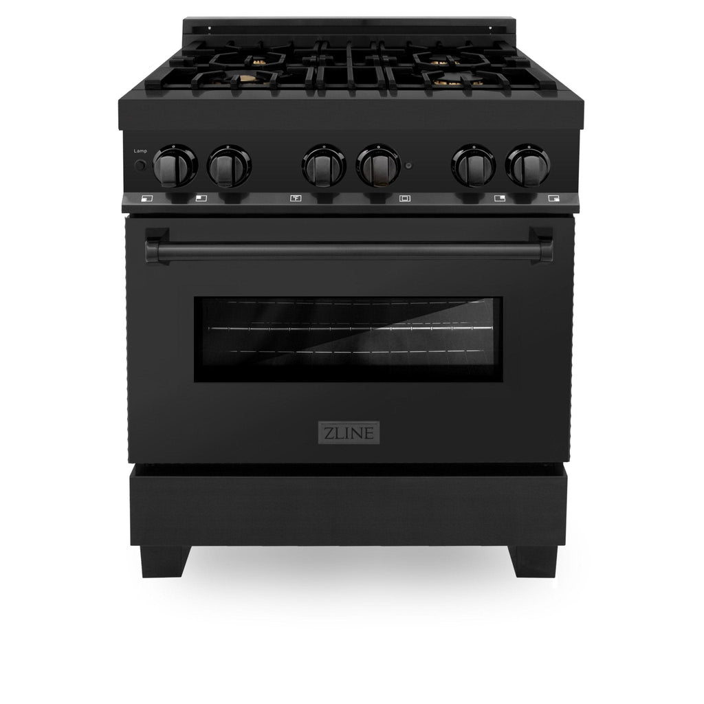 ZLINE 30" Black Stainless, Gas/Electric Oven, Brass Burners, RAB-BR-30