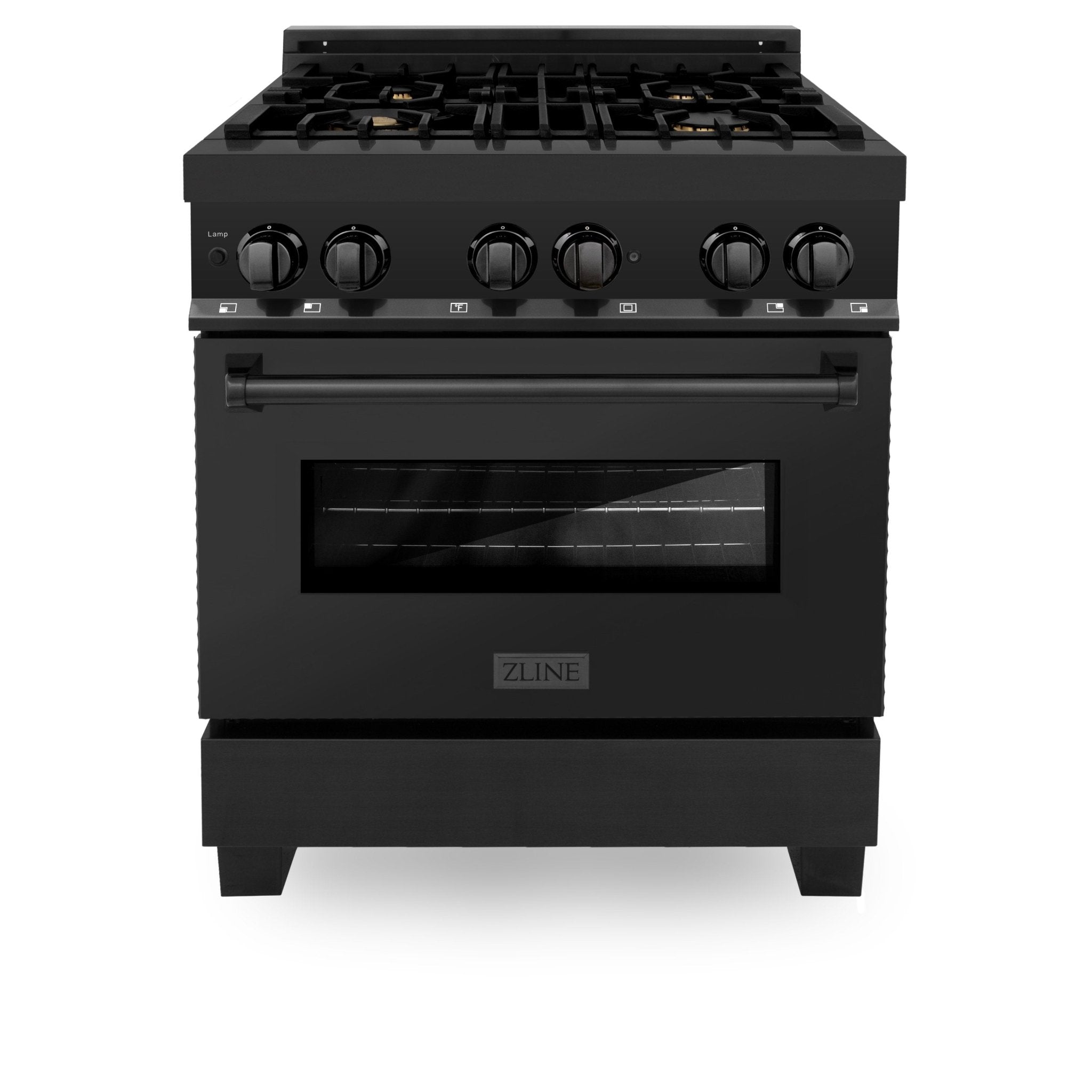 ZLINE 30" Black Stainless, Gas/Electric Oven, Brass Burners, RAB-BR-30
