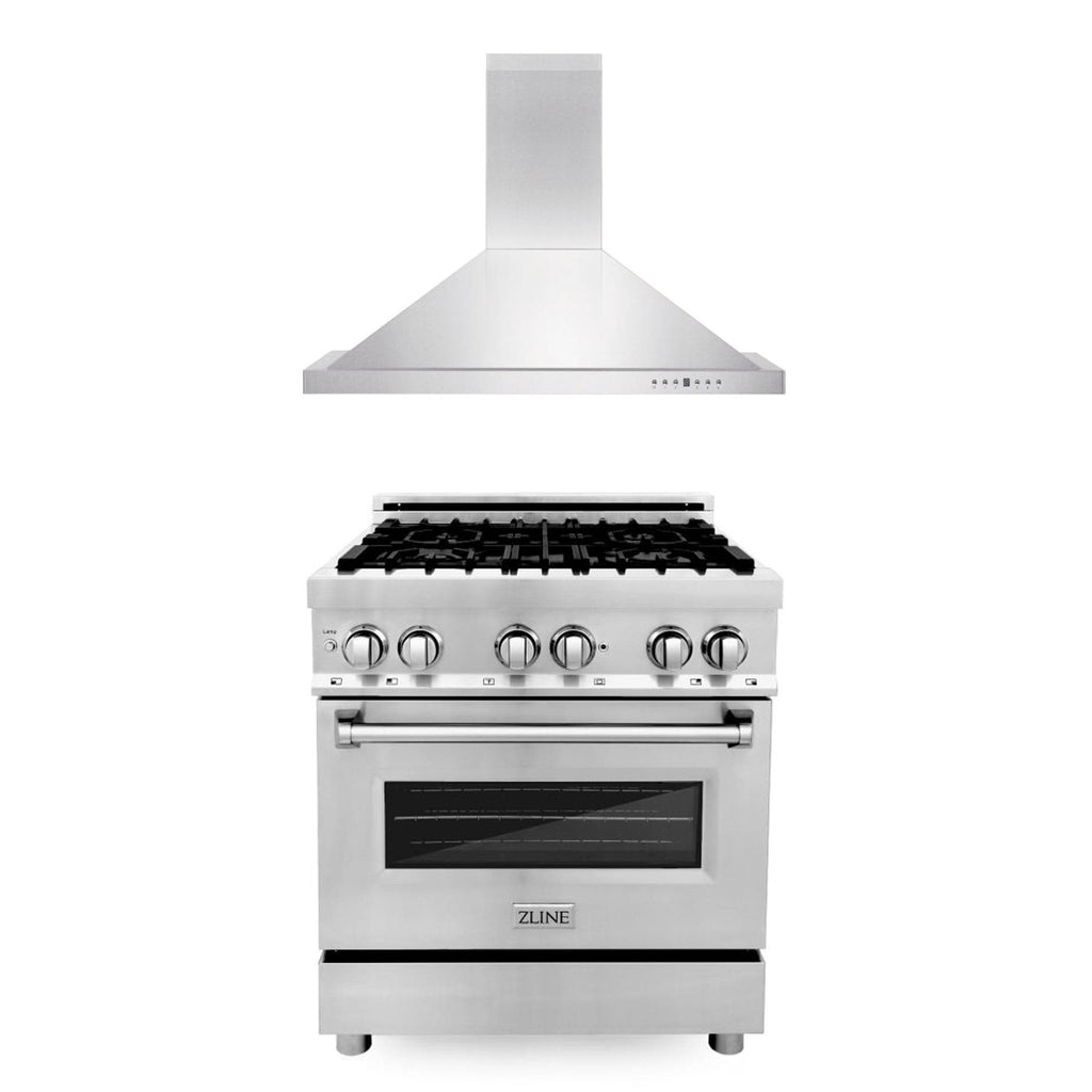 ZLINE 30" Bundle Range RA30 &  Wall Range Hood KB-30, 2KP-RARH30