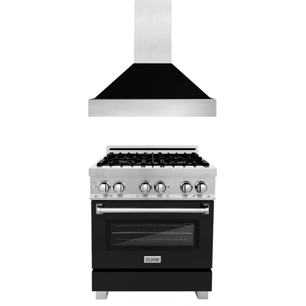 ZLINE 30" Bundle Range RAS-BLM-30 & Range Hood 8654BLM-30, 2KP-RASBLMRH30