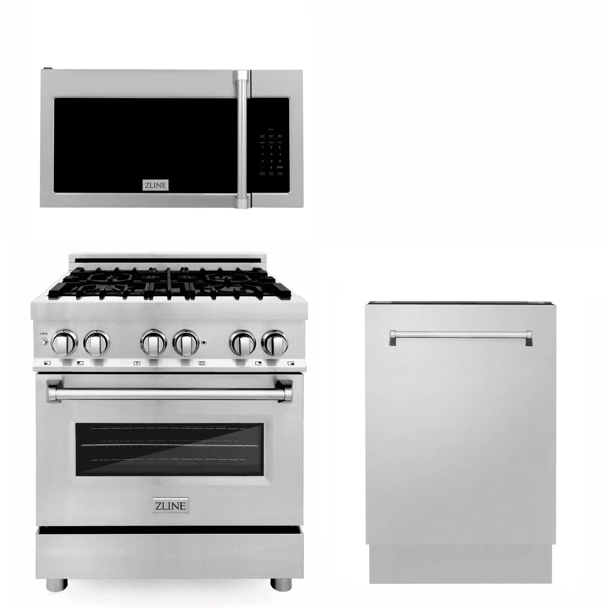 ZLINE 30" Bundled Stainless DualRange RangeHood Dishwasher 3KP-RAOTRH30-DWV
