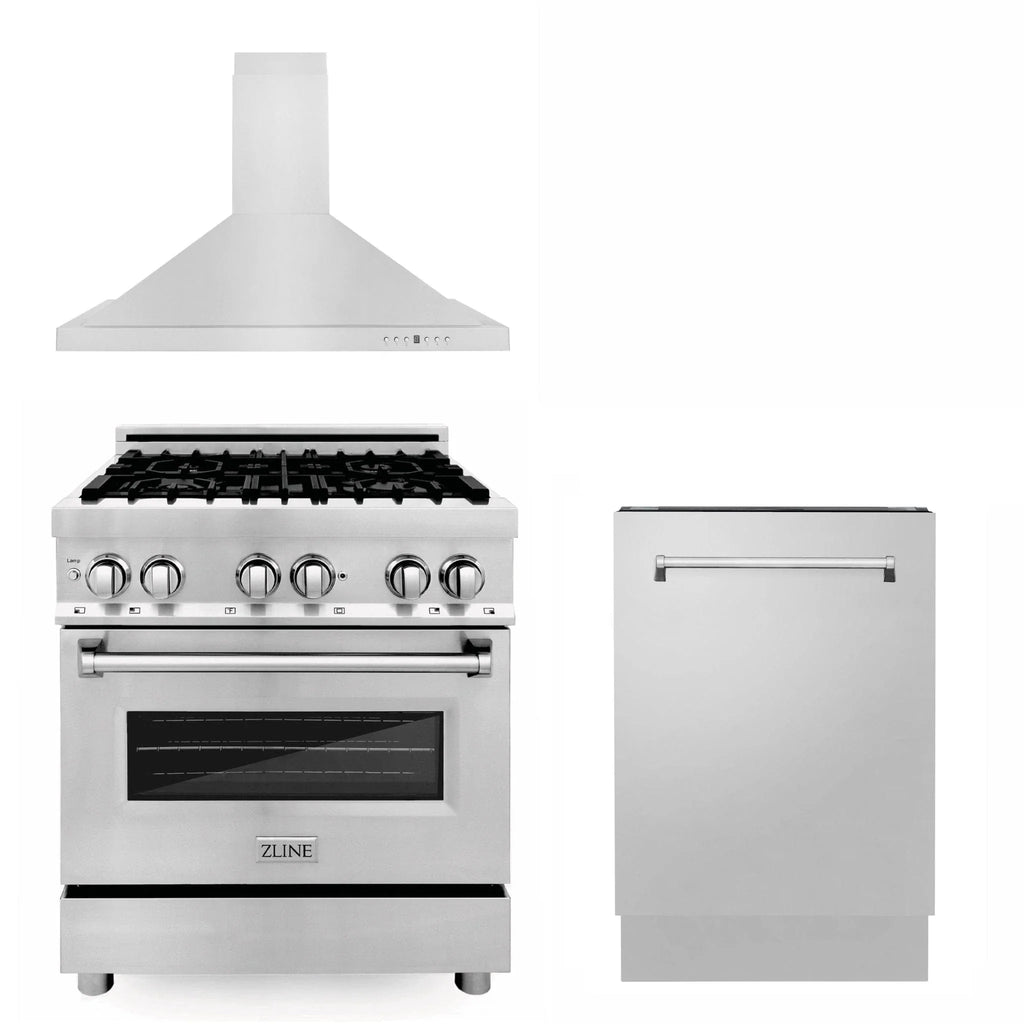 ZLINE 30" Bundled Stainless DualRange RangeHood Dishwasher 3KP-RARH30-DW