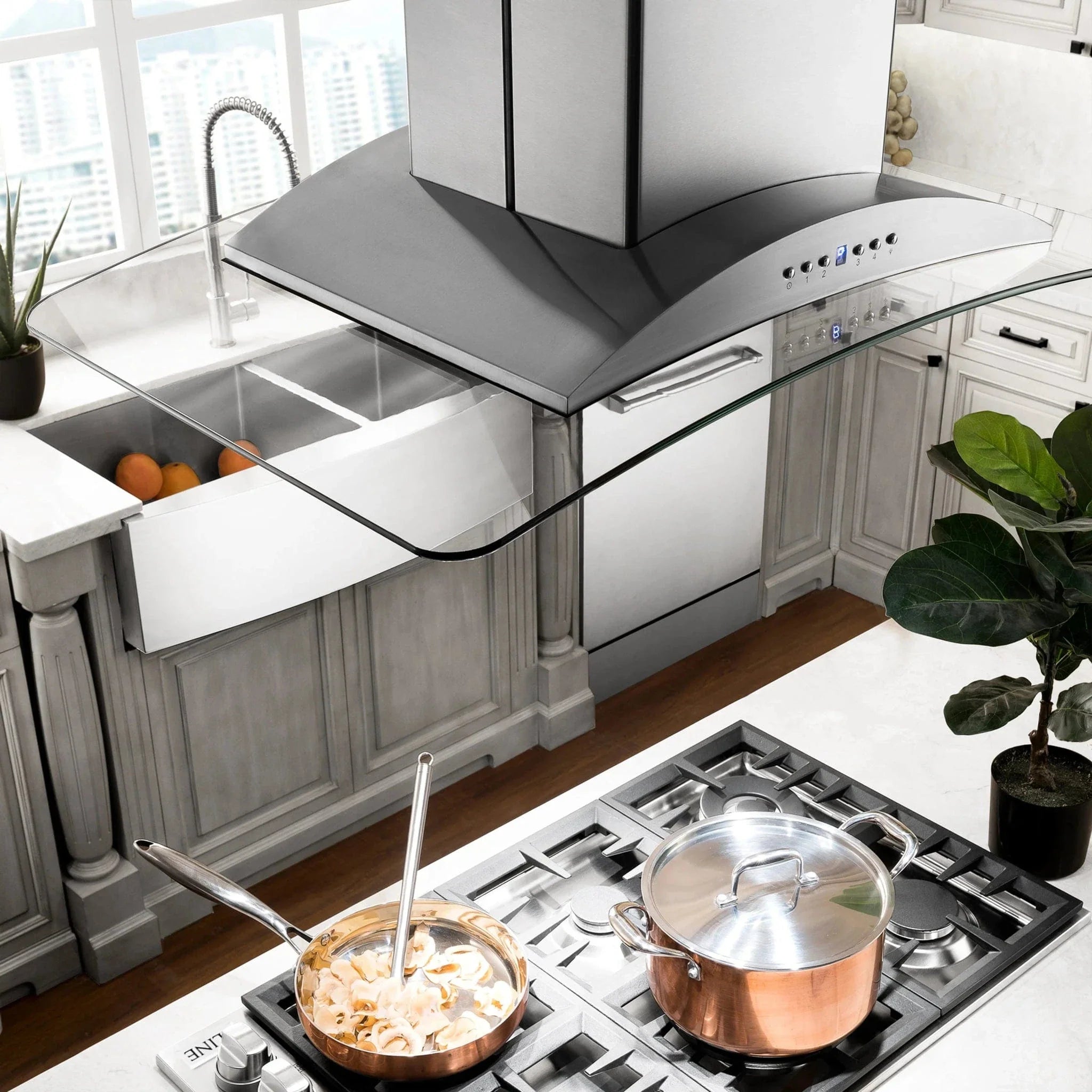 ZLINE 30" CrownSound‚ Ducted Vent Island Mount Range Hood in Stainless Steel with Built-in Bluetooth Speakers, GL9iCRN-BT-30