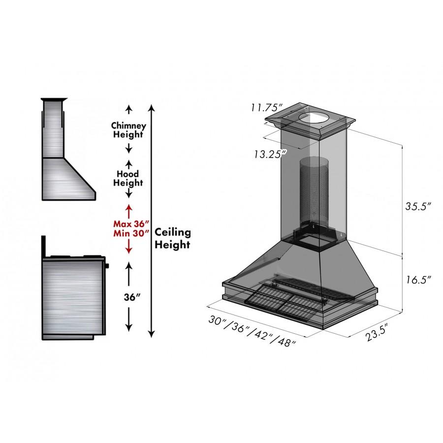 ZLINE 30" Designer Series Stainless Wall Mount Range Hood, 8656S-30