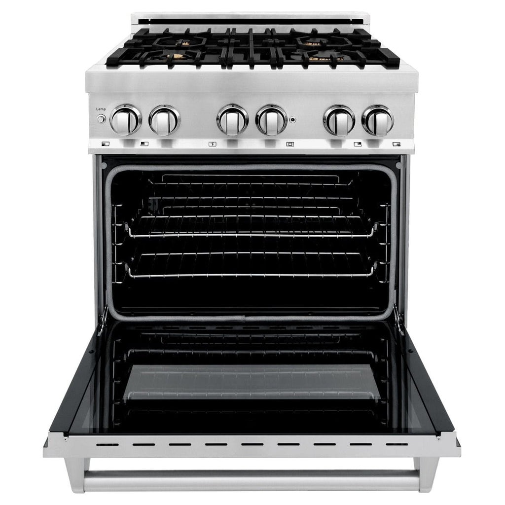 ZLINE 30" Dual Fuel Oven Range, Stainless Steel, Brass Burners, RA-BR-30