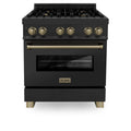 ZLINE 30" Dual Fuel Range, Black Stainless, Champagne Bronze, RABZ-30-CB