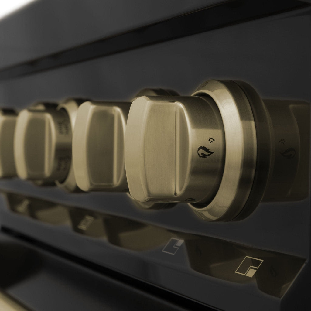 ZLINE 30" Dual Fuel Range, Black Stainless, Champagne Bronze, RABZ-30-CB