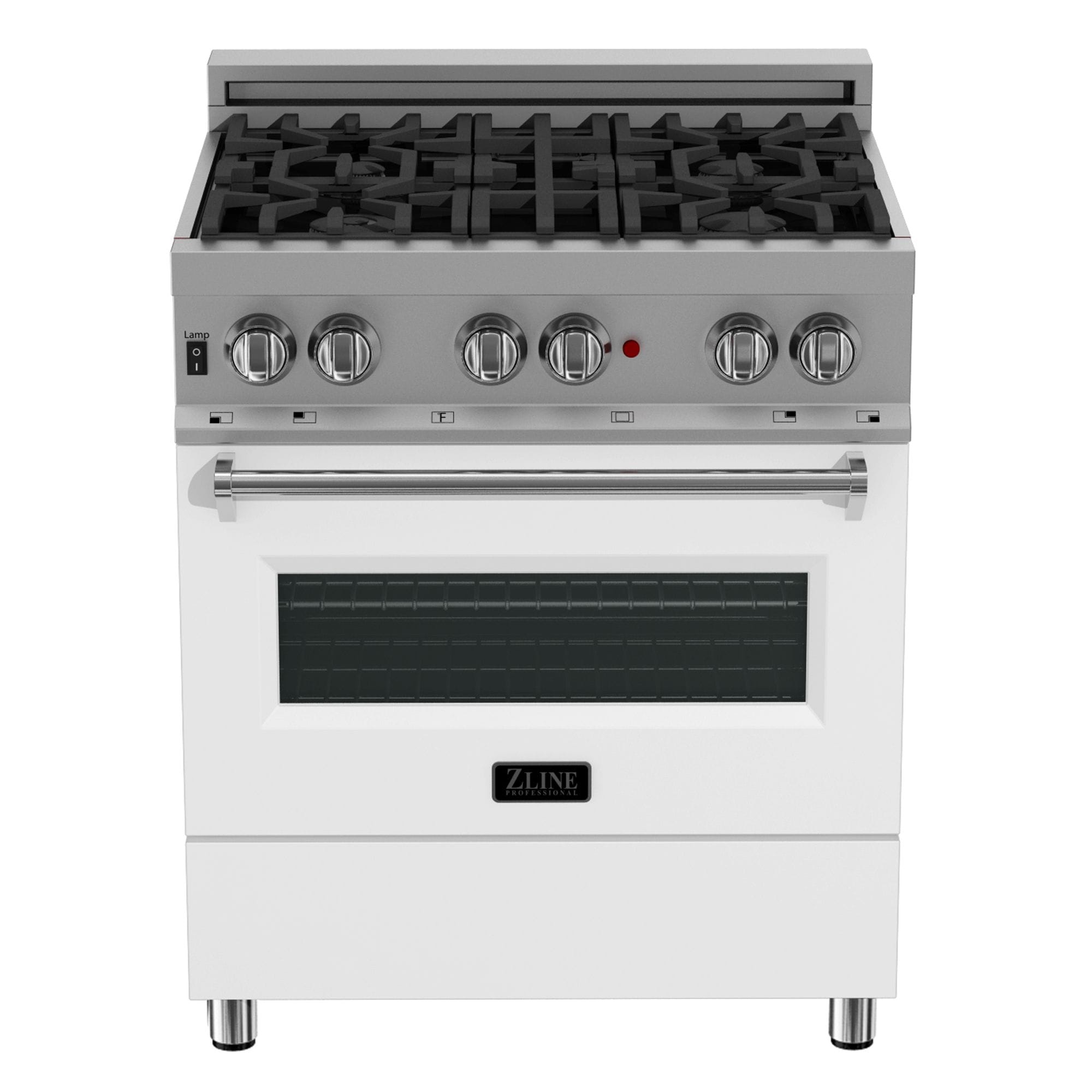 ZLINE 30" Dual Fuel Range, DuraSnow, Stainless, White Matte Door, RAS-WM-30